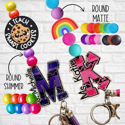 Personalized Crayon Doodle Lanyard - Teacher Gift
