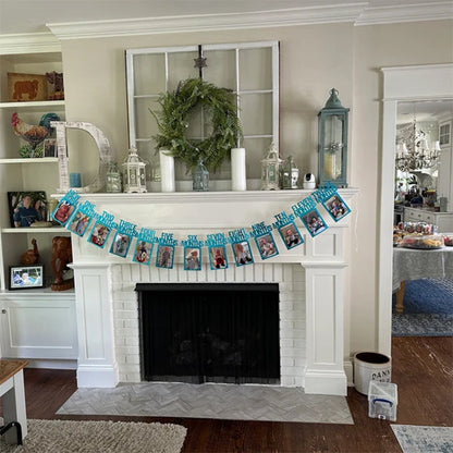 PartyHooman 1st Birthday Photo Banner in for Baby from Newborn to 12 Months