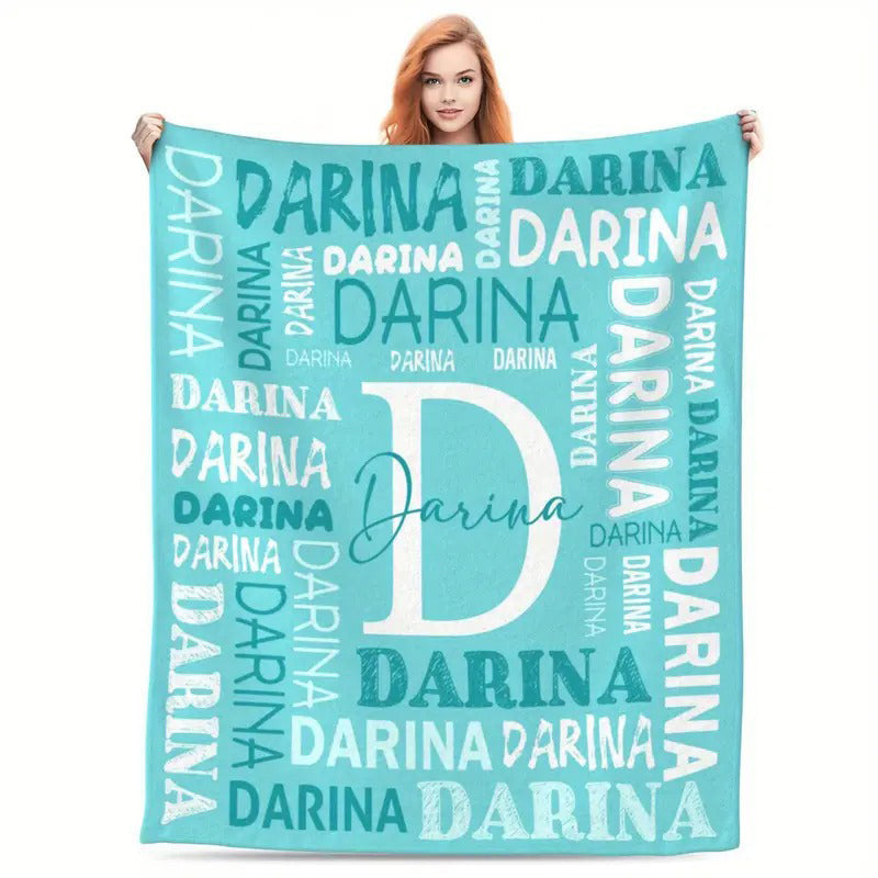 Custom Name Personalized Knit Fabric Throw Blanket
