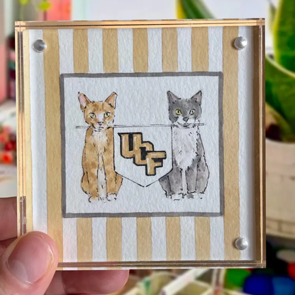 Custom Hand Painted Collegiate Pet Portrait | 4x4 Acylic Award