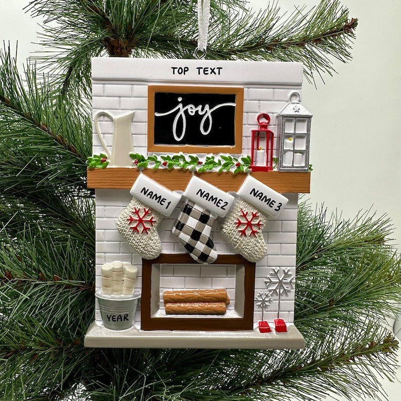 Fireplace Mantel Family Stocking Ornament