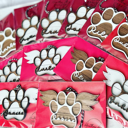 Pet Memorial Ornament, Paw with Wings Christmas Ornament
