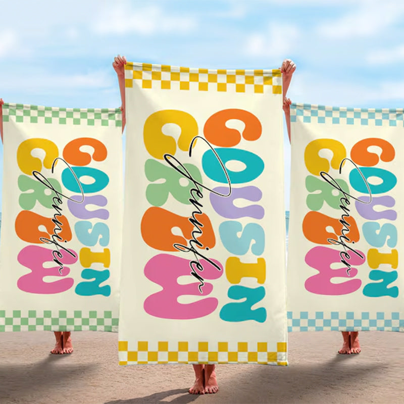 Cousin Crew Beach Towel, Summer Beach Gift For Cousin,