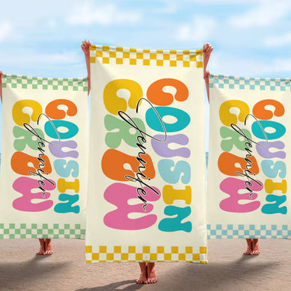 Cousin Crew Beach Towel, Summer Beach Gift For Cousin,