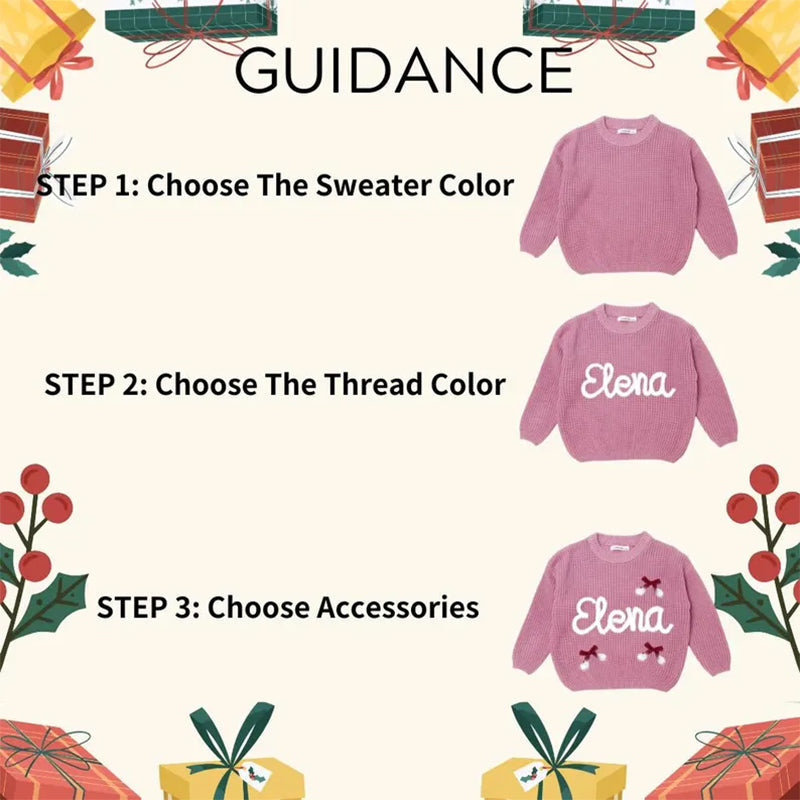 Red Baby Christmas Sweater|Personalized Santa Sweater with Name