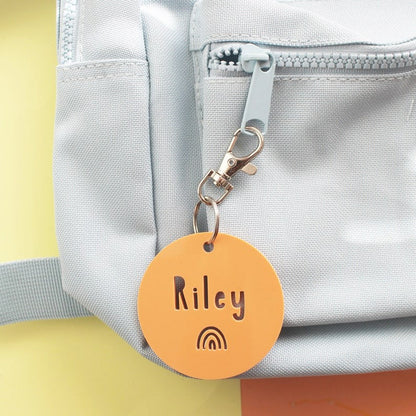 Round Acrylic Personalised Name Keyring Personalised School Bag Tag