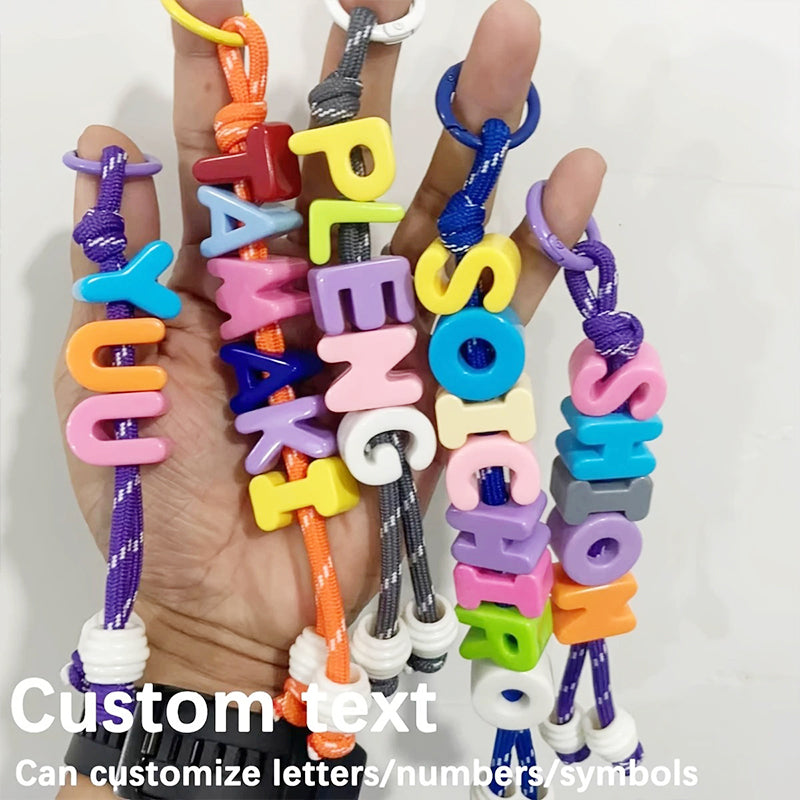 Personalized Name/Number Beaded Keyring Charm
