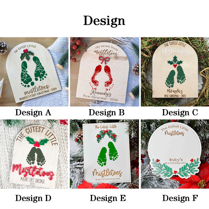 Baby Footprint Mistletoes Christmas Sign DIY Baby's First Christmas