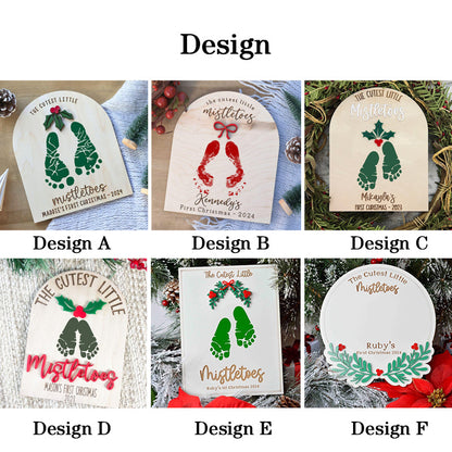 Baby Footprint Mistletoes Christmas Sign DIY Baby's First Christmas