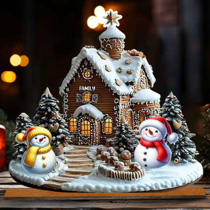 Merry Christmas Snowman - Personalized Family  Christmas Ornament