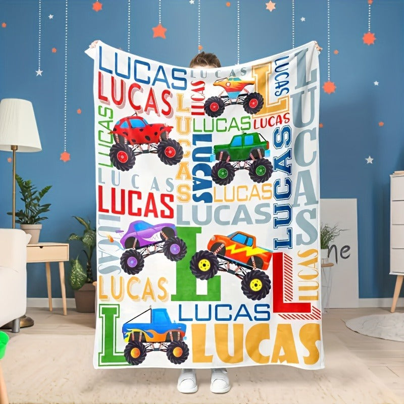 Customizable Name Truck Print Blanket