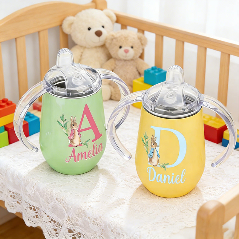 Personalized Easter Bunny 10 oz Insulated Sippy Cup with Name