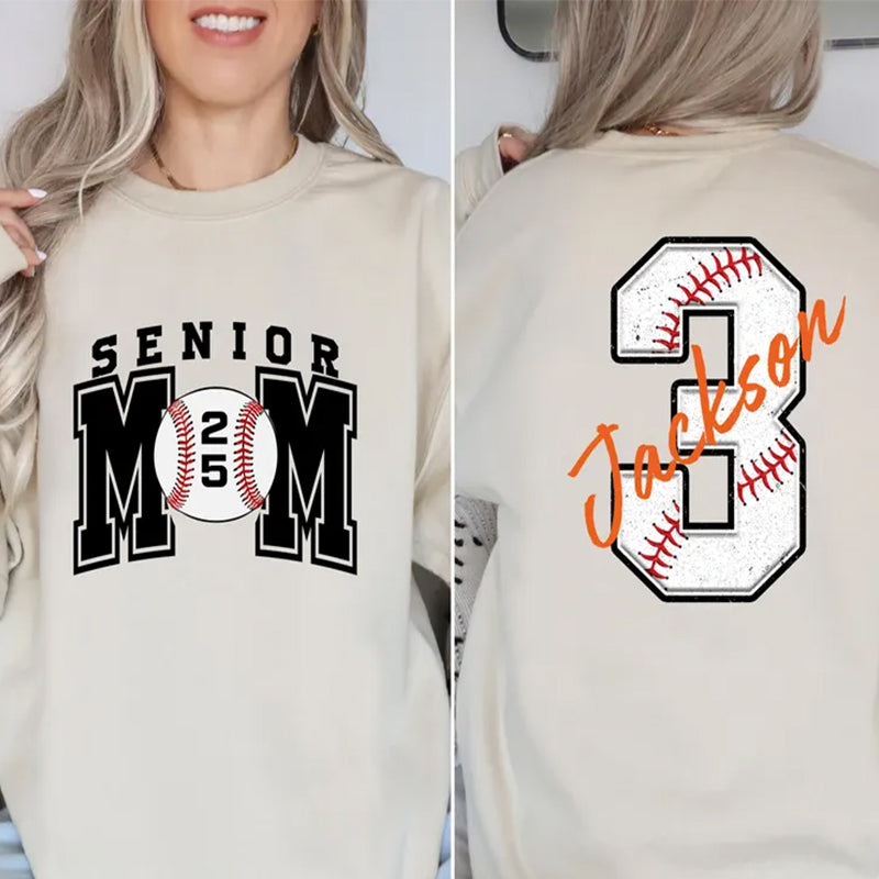 Senior Baseball Mom Sweatshirt, Personalized Baseball Gift for Mom