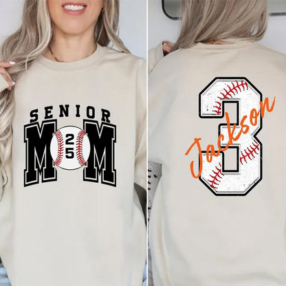 Senior Baseball Mom Sweatshirt, Personalized Baseball Gift for Mom