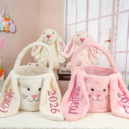 Personalized Easter Gift,Plush Easter Basket,Stuffed Bunny