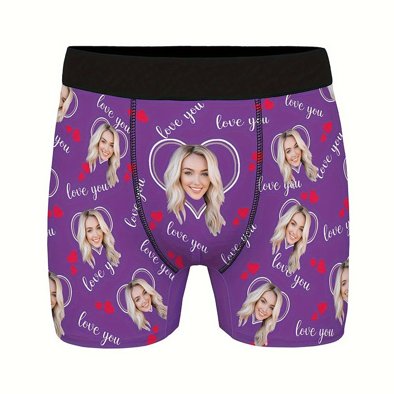 Custom Photo Print Boxer Briefs, High-Elastic Polyester
