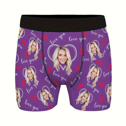Custom Photo Print Boxer Briefs, High-Elastic Polyester