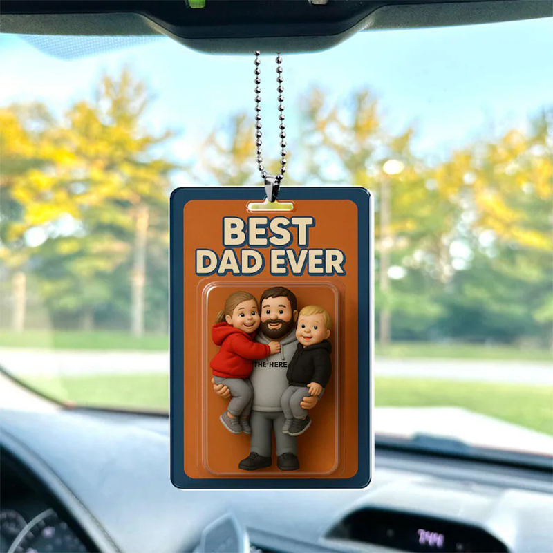 Personalized Father's Day Gift For Dad, Custom Photo Dad And Kids Action Figure Acrylic Block