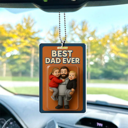 Personalized Father's Day Gift For Dad, Custom Photo Dad And Kids Action Figure Acrylic Block