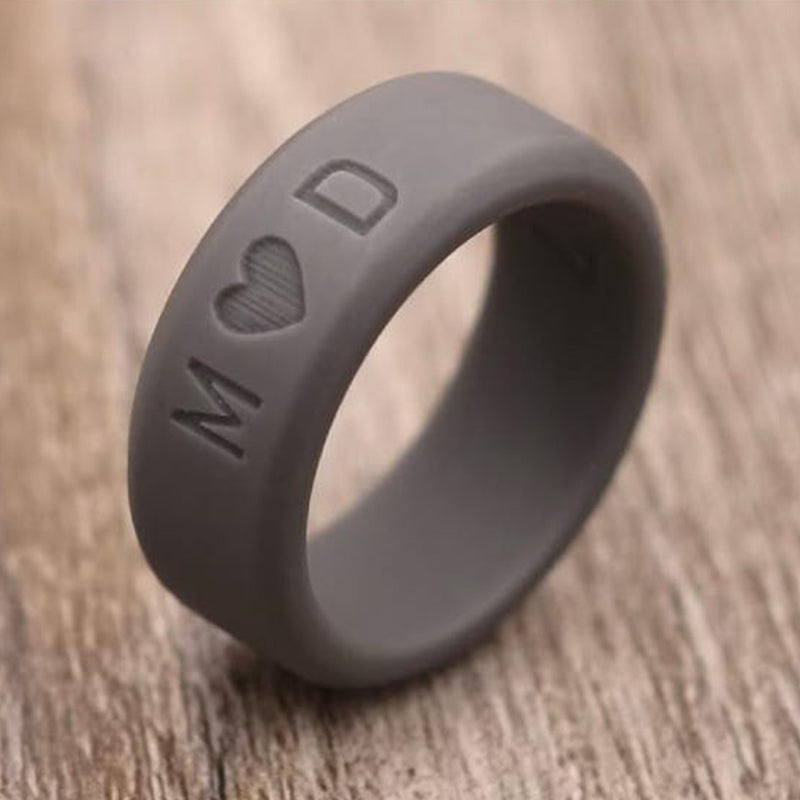 PERSONALIZED - 8MM Beveled Edge Silicone Ring