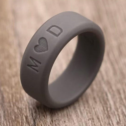 PERSONALIZED - 8MM Beveled Edge Silicone Ring