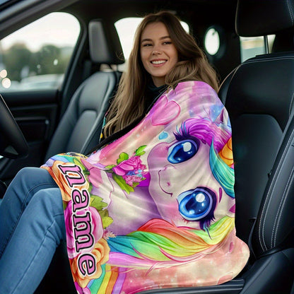Personalized Name Adorable Mythical Creature Design HD Print Blanket