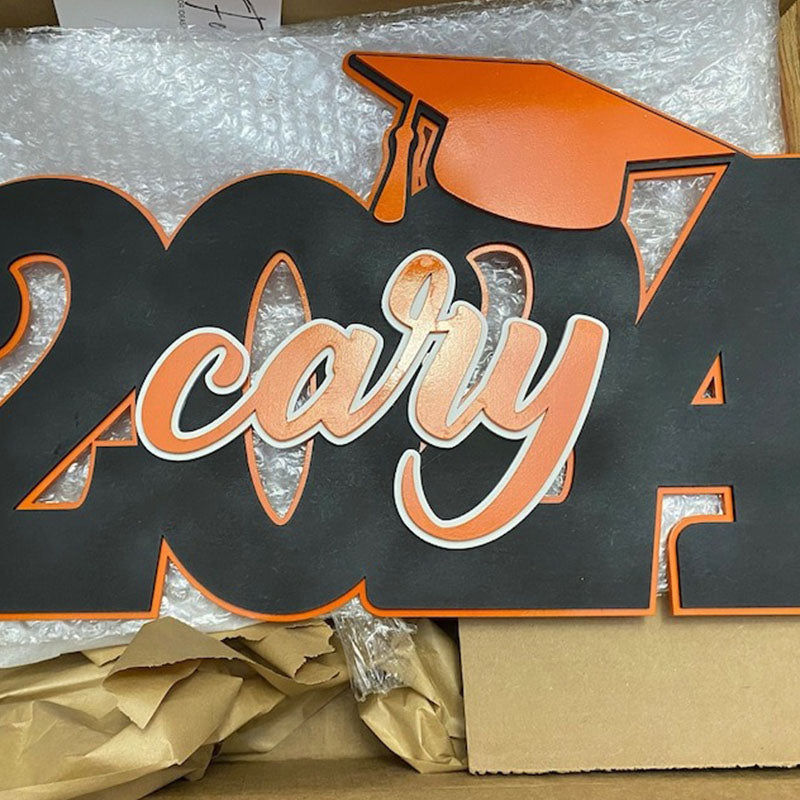 Deluxe Grad Sign, Personalized Name, Graduation Cap Wood Sign
