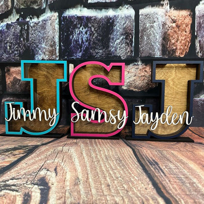 Personalized Letter Coin Bank, Wooden Initial Piggy Bank for Boys or Girls
