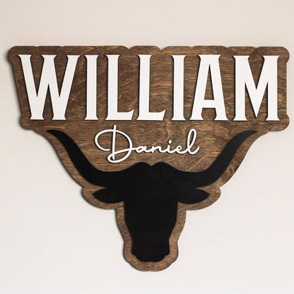 Western Themed Sign, Bull Horn Baby Name Sign