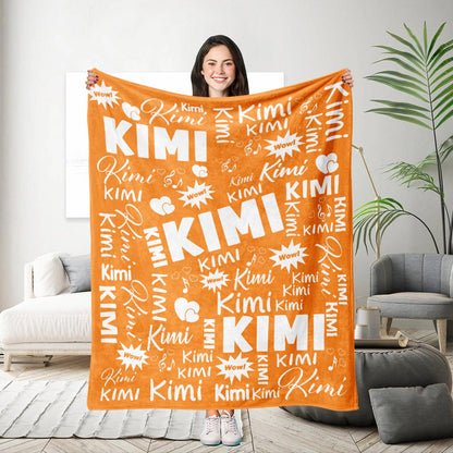 Customized Name Throw Blanket, Personalized Soft Flannel Fleece