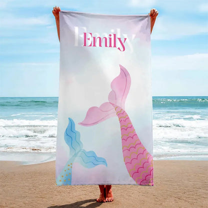 Custom Mermaid Beach Towel, Mermaid Party Gift