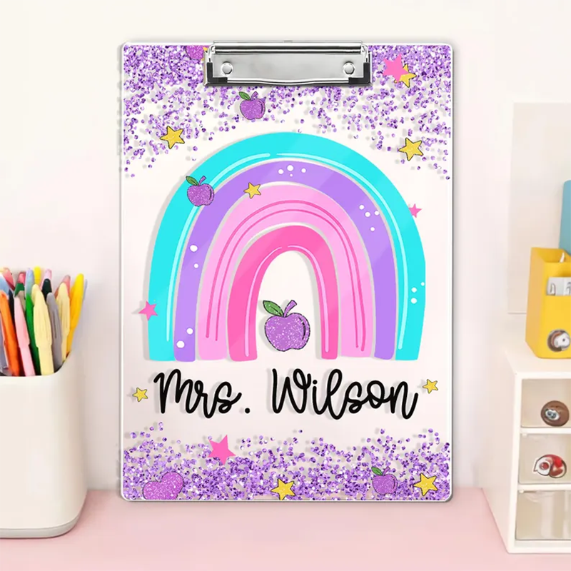Personalized Teacher Appreciation Gifts, Custom Rainbow Teacher Clipboard