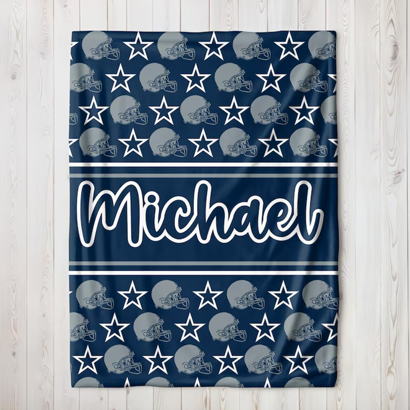 Personalized Dallas Blanket, Custom Football Fan Gift,