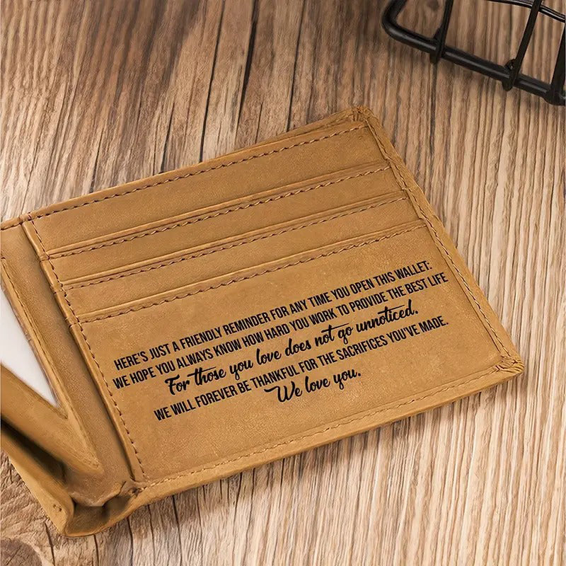 Personalized Dad And Kids Hands Engraved Leather Wallet