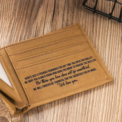 Personalized Dad And Kids Hands Engraved Leather Wallet
