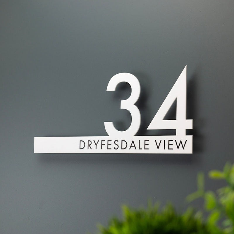 Contemporary Cut Out Modern House Number Sign Printed Address Signage
