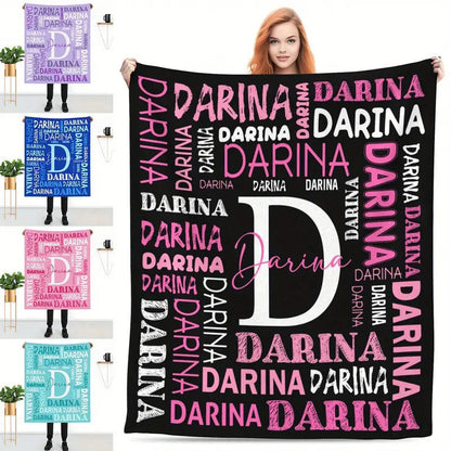 Custom Name Personalized Knit Fabric Throw Blanket
