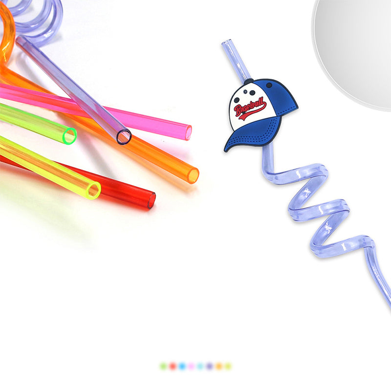 24 pcs Baseball  Themed Reusable Straws