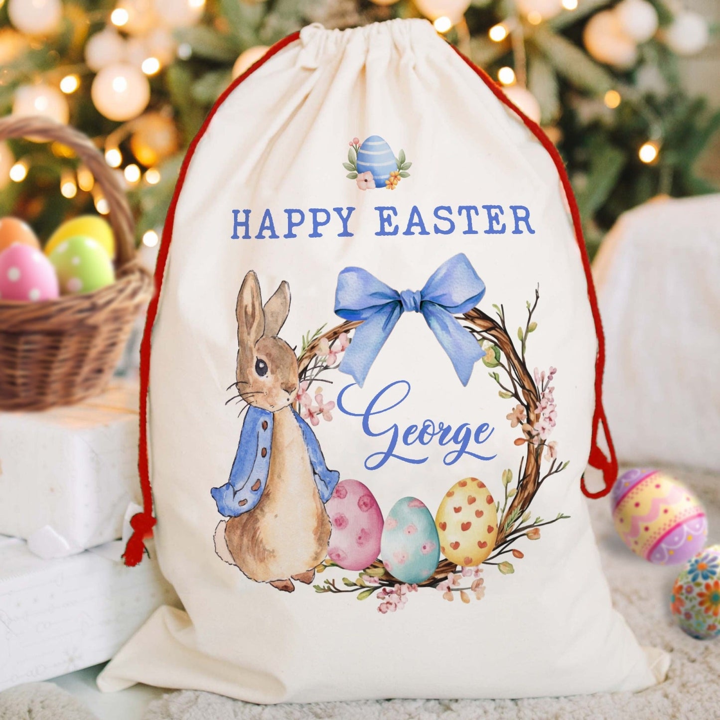 Easter Party Gift Bags, Polyester, Personalized, Custom Name