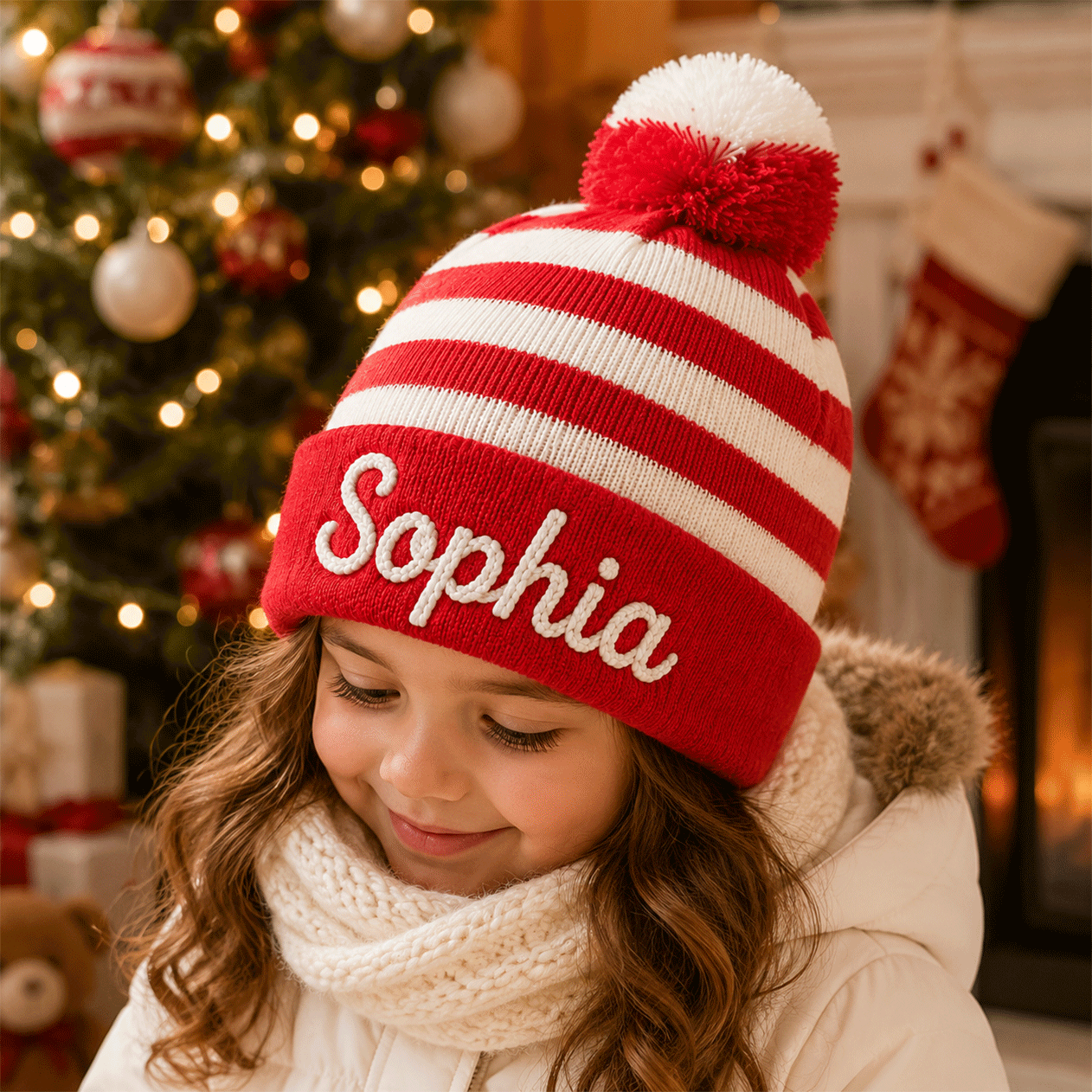 Custom Christmas Name Beanie | Personalized Kids Christmas Hat