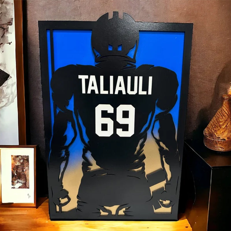 Personalized Football Player Silhouette Plaque Custom Team Graduation Gift