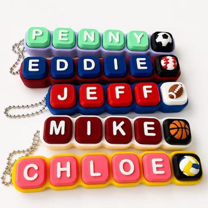 Name Clicker Fidget Keychain- Clicky or Silent!| Personalized keyboard Clicker FidgetToy