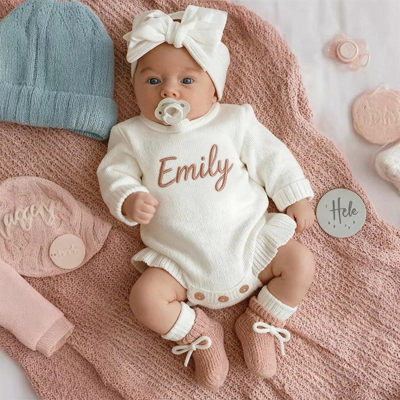 Personalized Newborn Name Romper ,Custom Baby Knit Sweater