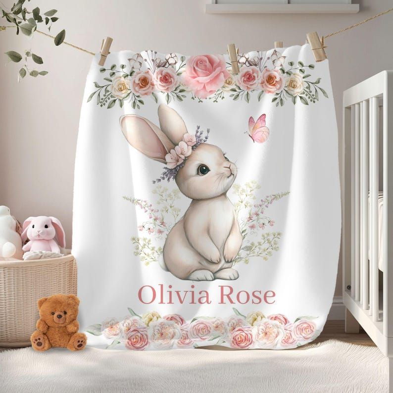 Personalized Bunny Baby Blanket