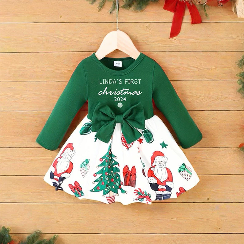 First Christmas Baby Girl Dress|Personalized Baby Girl Outfit