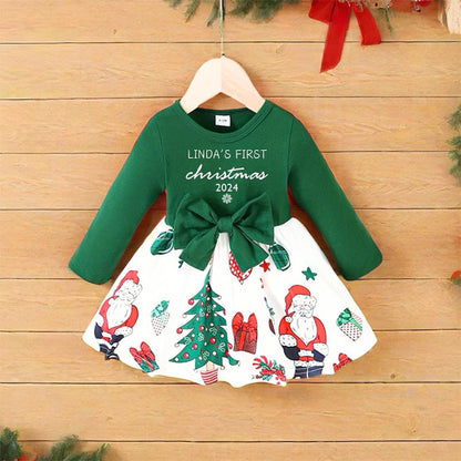 First Christmas Baby Girl Dress|Personalized Baby Girl Outfit