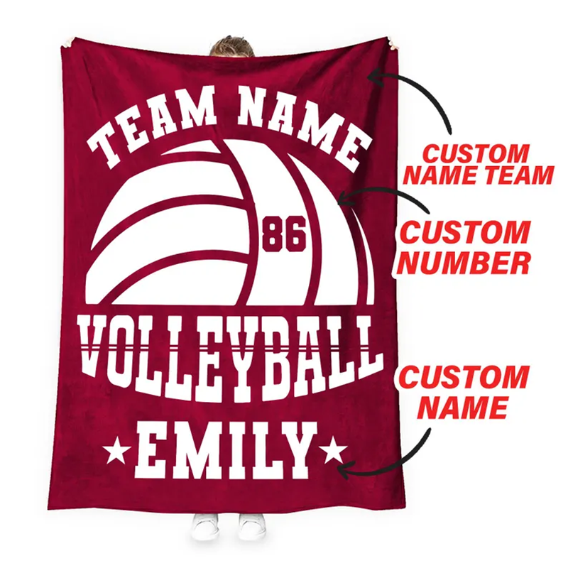 Personalized Team Name Volleyball Gift for Volleyball Team Blanket