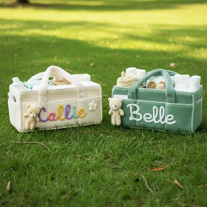 Personalized Knit Diaper Caddy Organizer