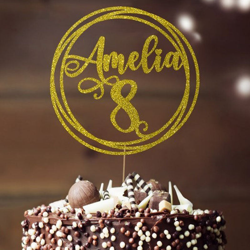 Personalised Glitter Cake Topper
