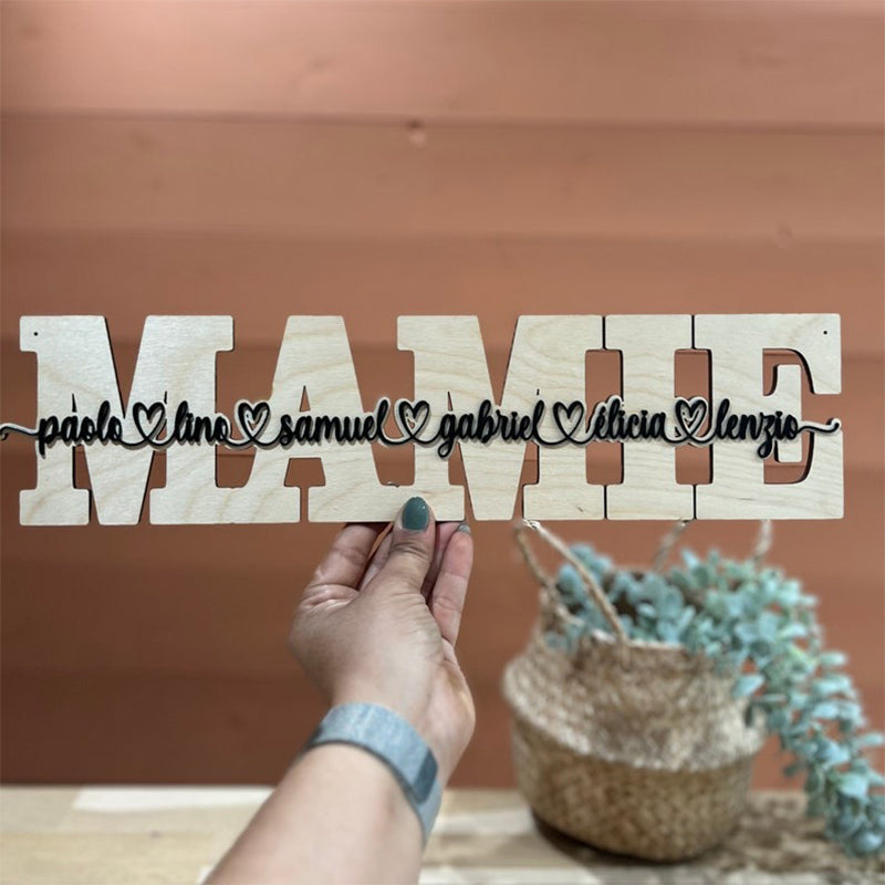 Personalized wooden word LOVE,FAMILY, MOM ,MAMIE engraved in wood